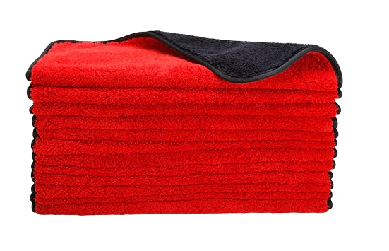 Dual-Faced Deluxe Microfiber Polishing Towel 820 GSM, 16"x16", Black & Red(Qty: 1)