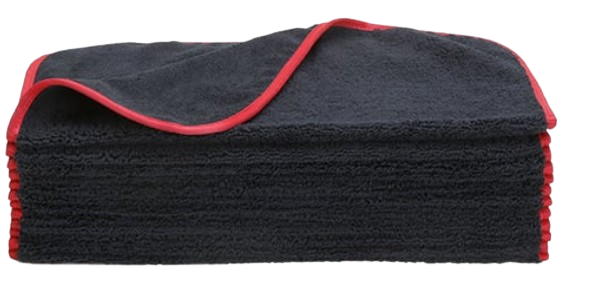 16"x24" Microfiber Elite Towel 380 GSM Black/Red Trim (Qty: 1)
