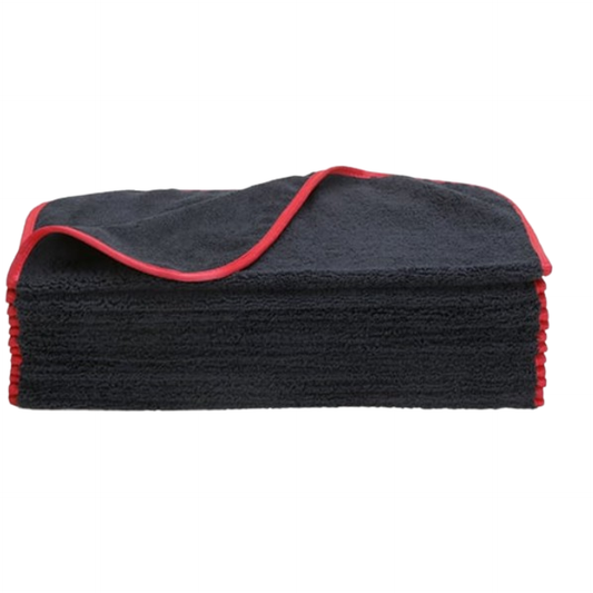 16"x24" Microfiber Elite Towel 380 GSM Black/Red Trim (Qty: 1)